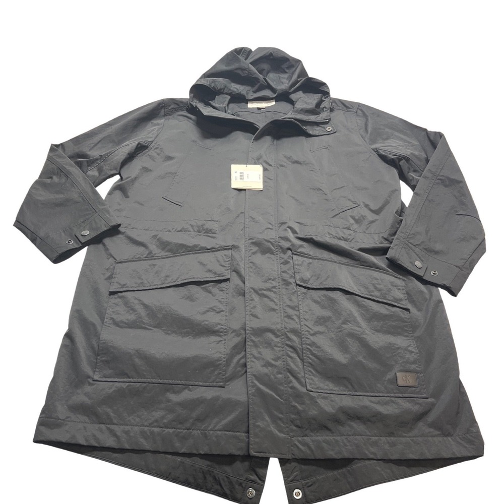 Calvin Klein Mens Black Hooded Fishtail Parka‎ Jacket 4RB512G001 Large NWT
